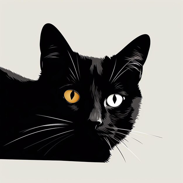 A black cat with yellow eyes