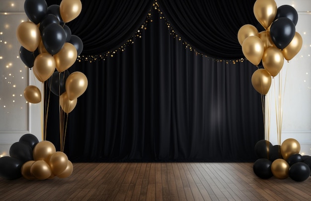 Black celebration background with balloons