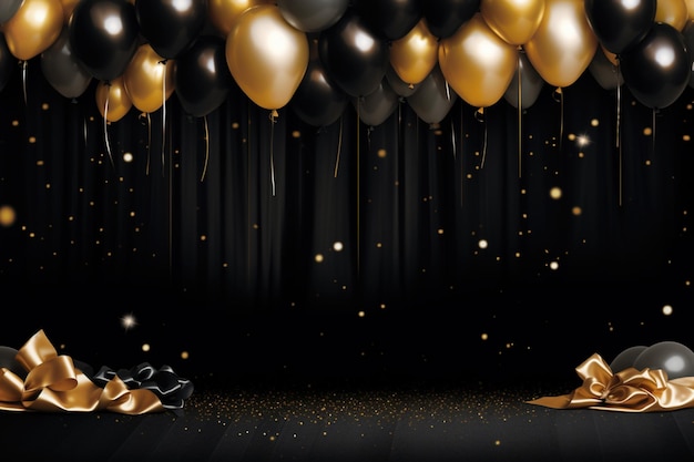 Black celebration background with balloons