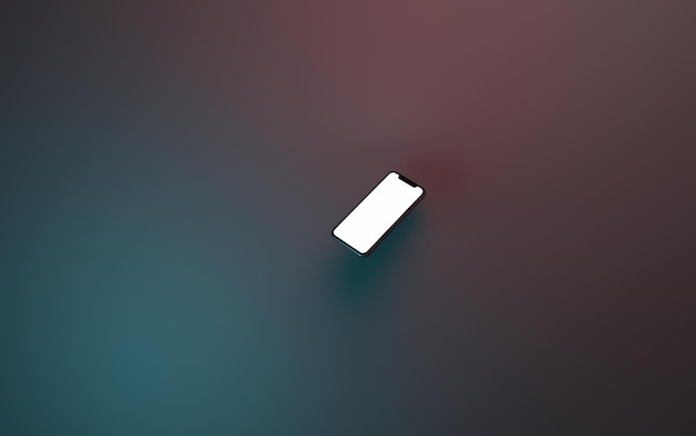 black cell phone floating on red and blue background rendering blank copy space. phone screen mockup and various slides floating in 3d rendering. app interface, ux ui, and web design template concept