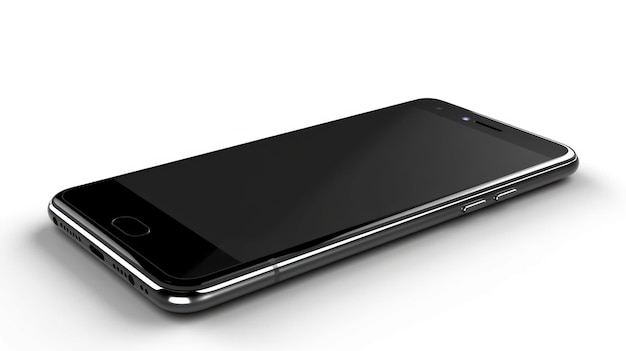 A black cell phone with a silver back and black back.