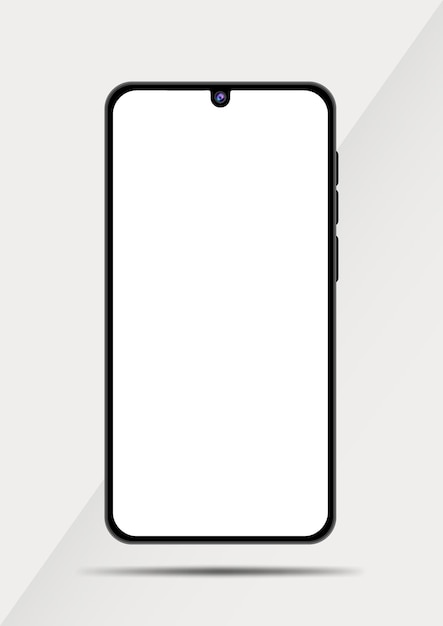 Photo black cell phone with a white screen and a white background