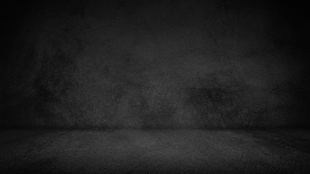 Photo black cement floor and wall background, darkness