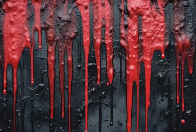 Photo black cement texture background with red watercolor drips or splashes generative ai