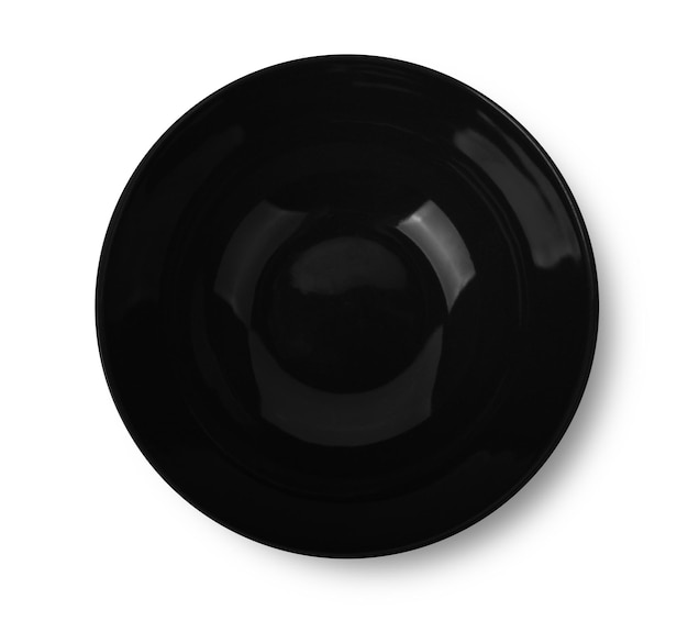 black ceramic bowl isolated on white background