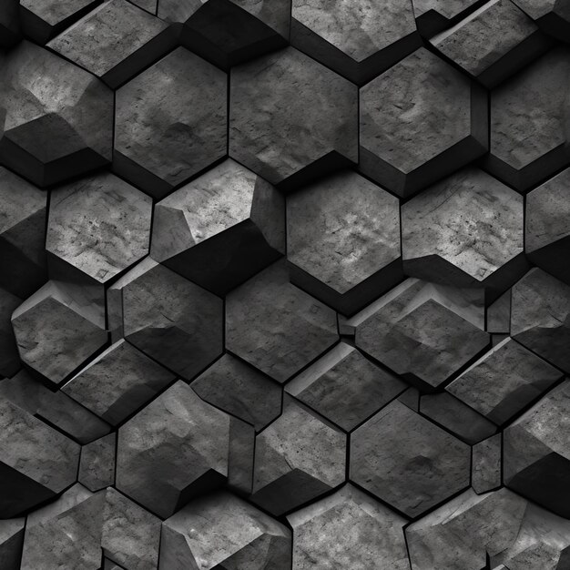 Foto parete in mattoni ceramici neri esagonale senza cuciture