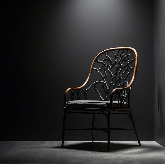 black chair for sitting in a dark room