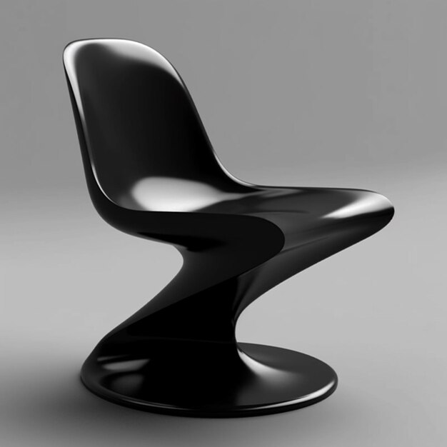 a black chair with a curved seat and a black base generative ai