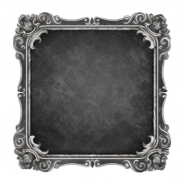 Photo a black chalkboard with a silver frame and the word art on it.