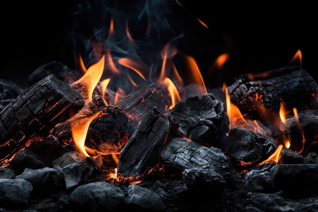 A black charcoal stove with a black background