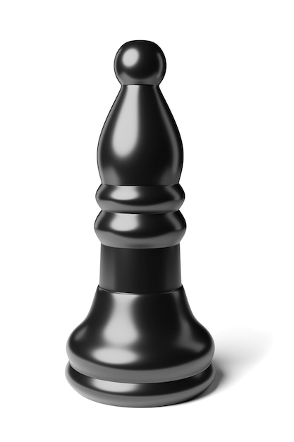 Black chess bishop piece isolated on white 3D rendering illustration