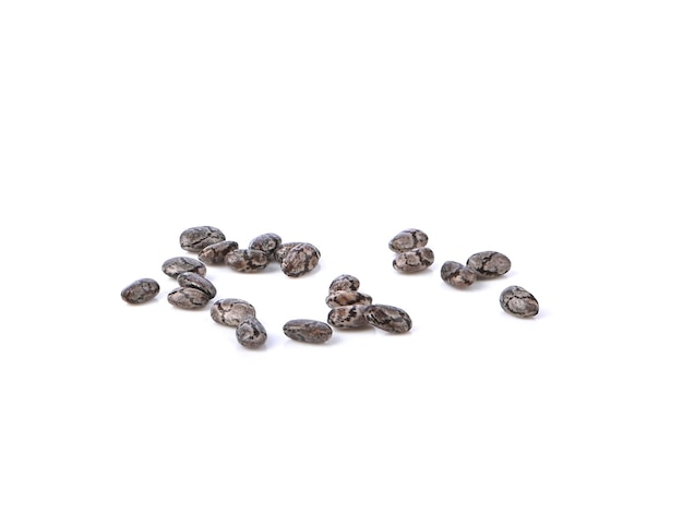 Black chia seed isolated on white background