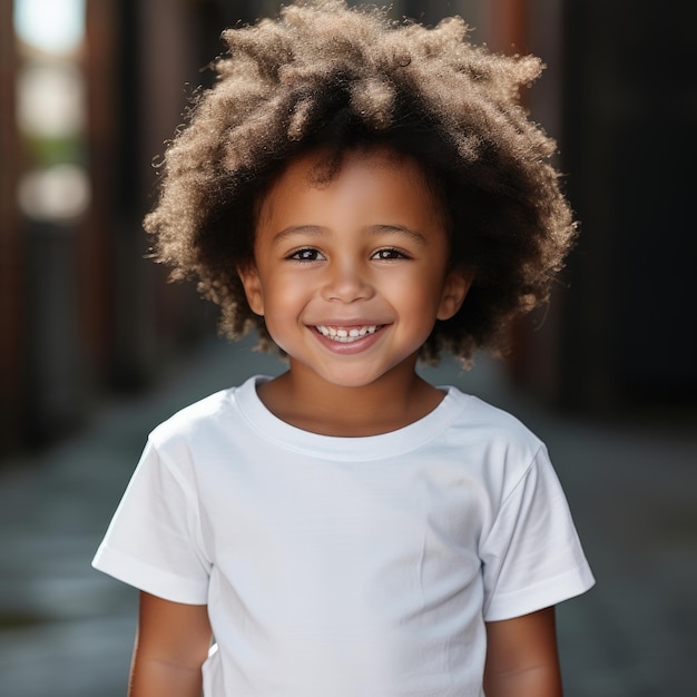 Black children wearing blank tshirt for mockup