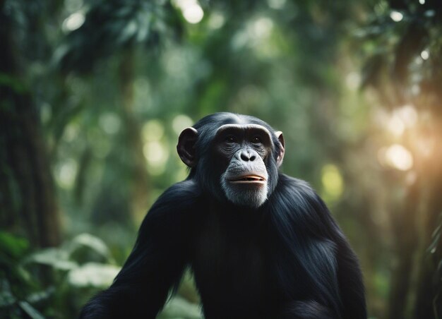 Photo a black chimpanzee