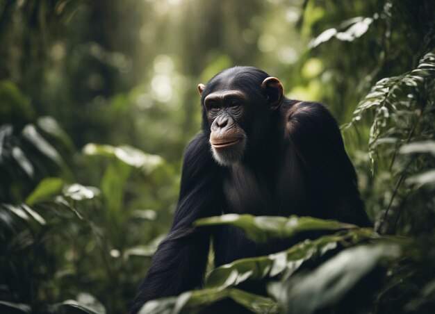 Photo a black chimpanzee