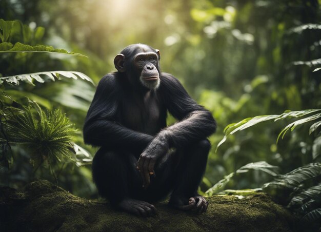 Photo a black chimpanzee