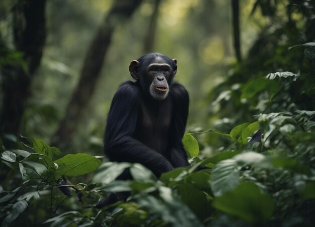 Photo a black chimpanzee