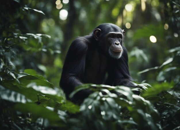 Photo a black chimpanzee