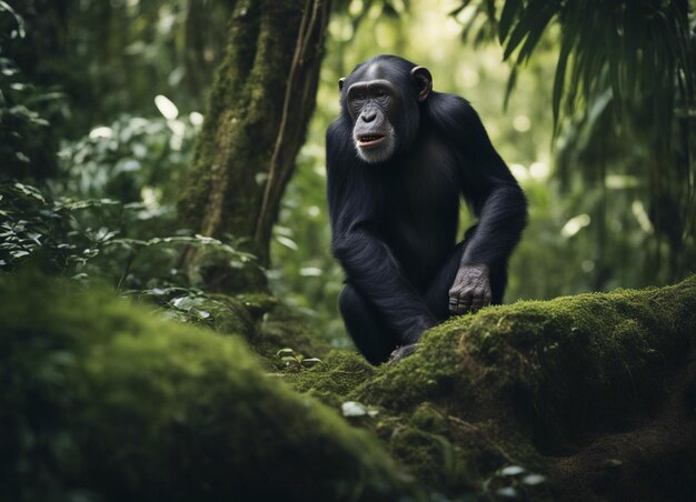 Photo a black chimpanzee