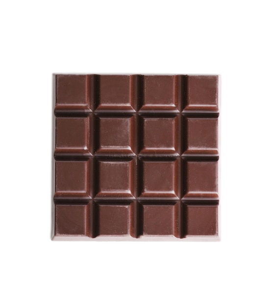black chocolate bar isolated on white