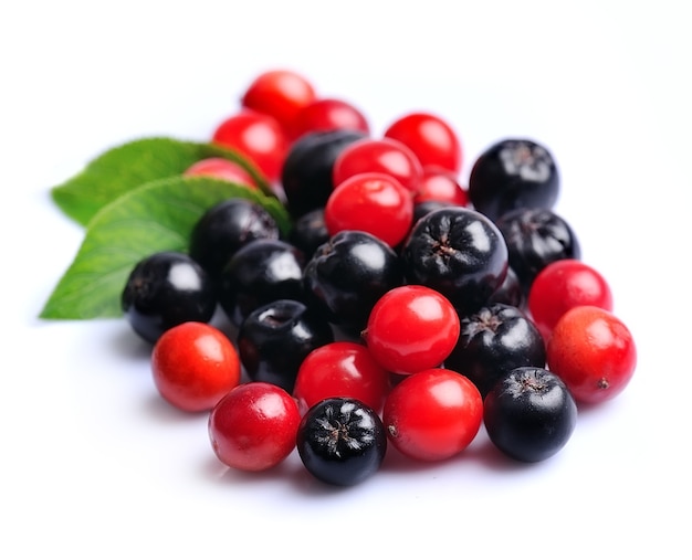 Black chokeberry and viburnum. Autumn berries