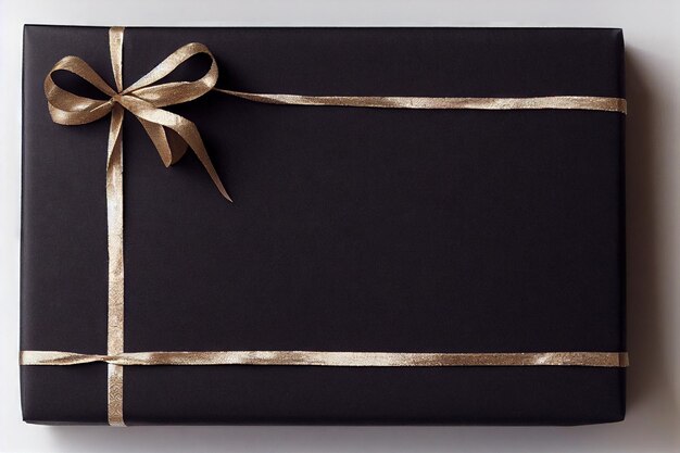 Foto black christmas gift boxes stack met gouden strikken op witte achtergrond