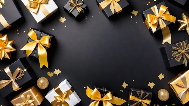 Черные коробки с рождественскими подарками