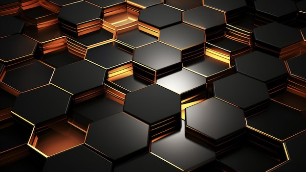 black chrome hexagonal abstract 3d background