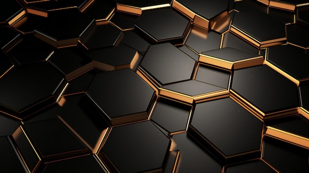 black chrome hexagonal abstract 3d background