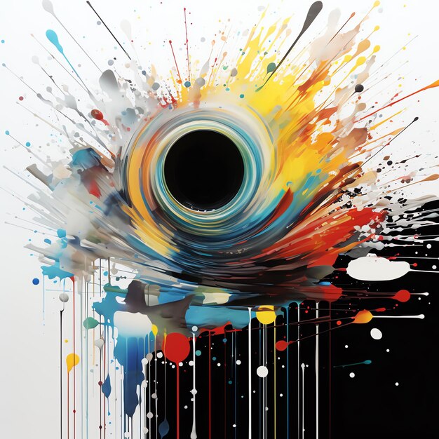 Premium AI Image | a black circle with colorful paint splatters