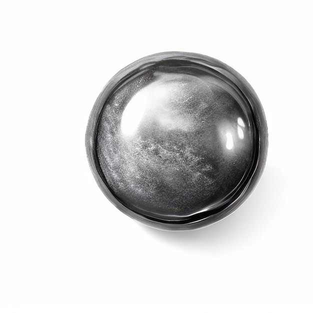 A black circle with a silver rim is shown on a white background.