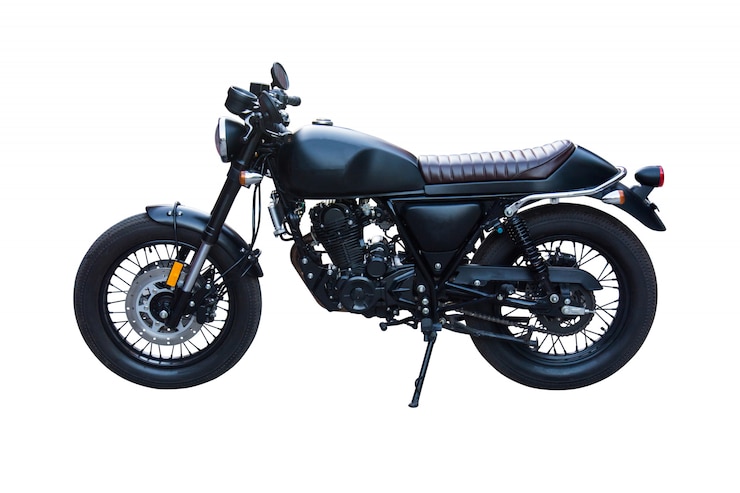 Photo 黒の古典的なバイクは白で隔離されます。