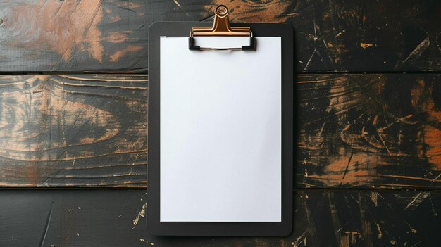 Black clipboard with blank white sheet