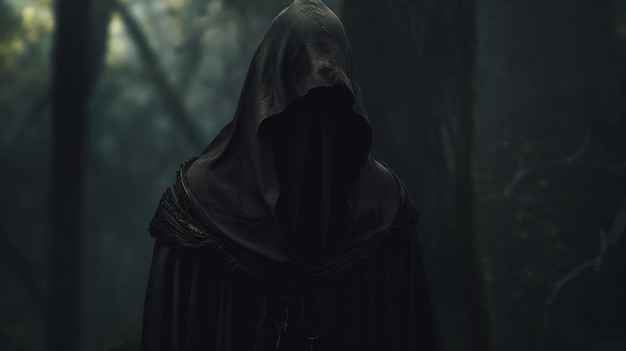 a black cloak with a black cloak on it