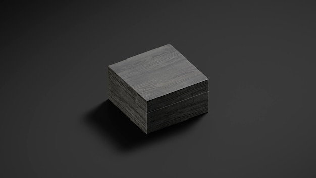 Black closed wood gift box mockup Natural wooden decor case Square cassette for knickknack stash