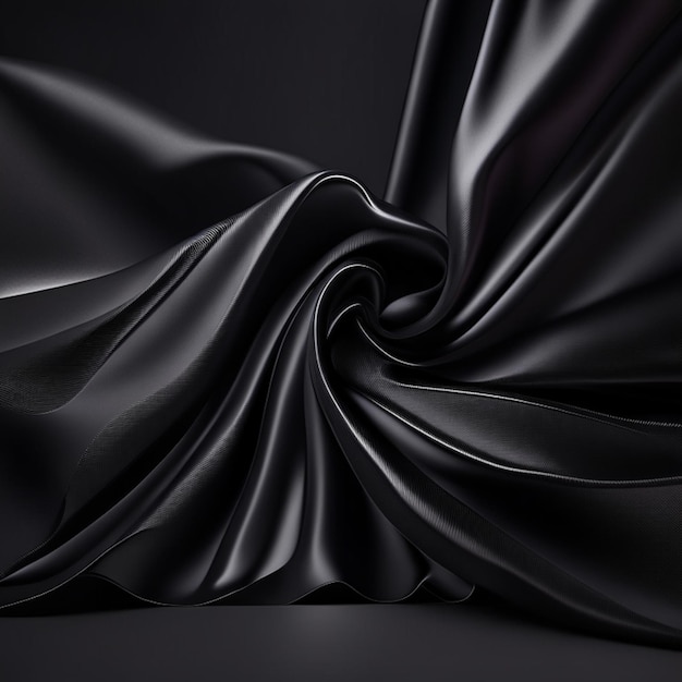 Black cloth waves background texture