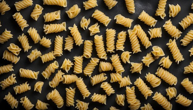 Foto un panno nero con un sacco di pasta su di esso