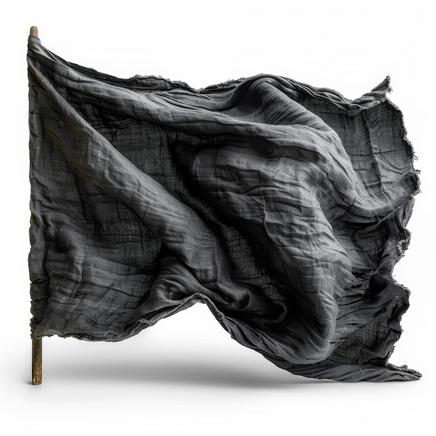 写真 木製の棒付きの黒い布