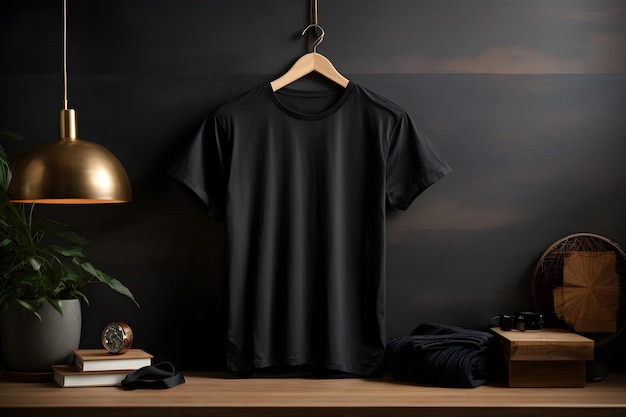 Photo black clothing tshirt mockup