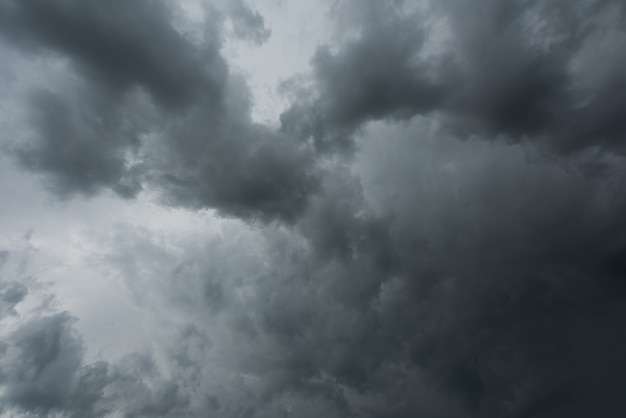 Черное облако и гроза перед дождливым, Драматические черные облака и темное небо