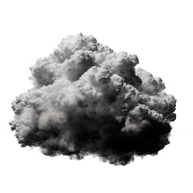 A black cloud with white clouds and a white background.