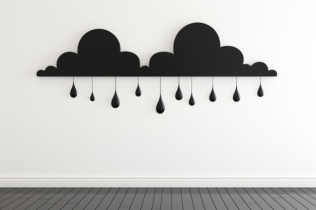 Черные облака на белой стене