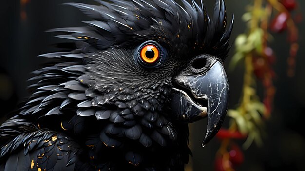 Photo black cockatoo in nature