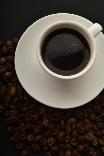 Black coffee and chocolate chip cookies