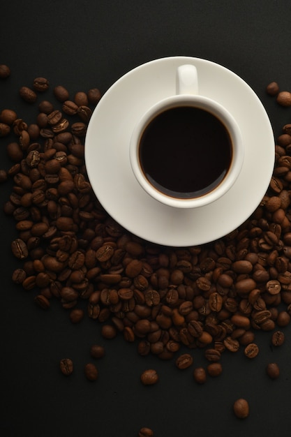 Black coffee and chocolate chip cookies