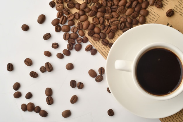 Black coffee and chocolate chip cookies