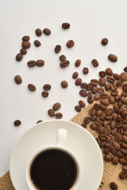 Black coffee and chocolate chip cookies