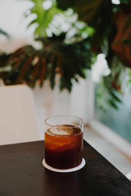 Black coffee cold drip in glass