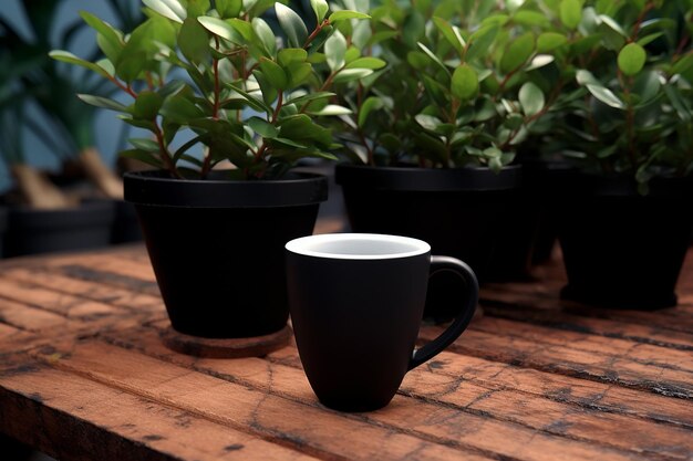 Black Coffee Cup Next to a Black Keyboard