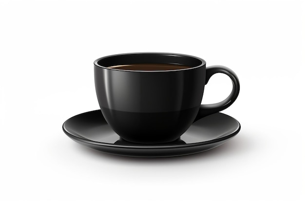 Black Coffee Cup Ceramic Isolated on white Background Generative AI